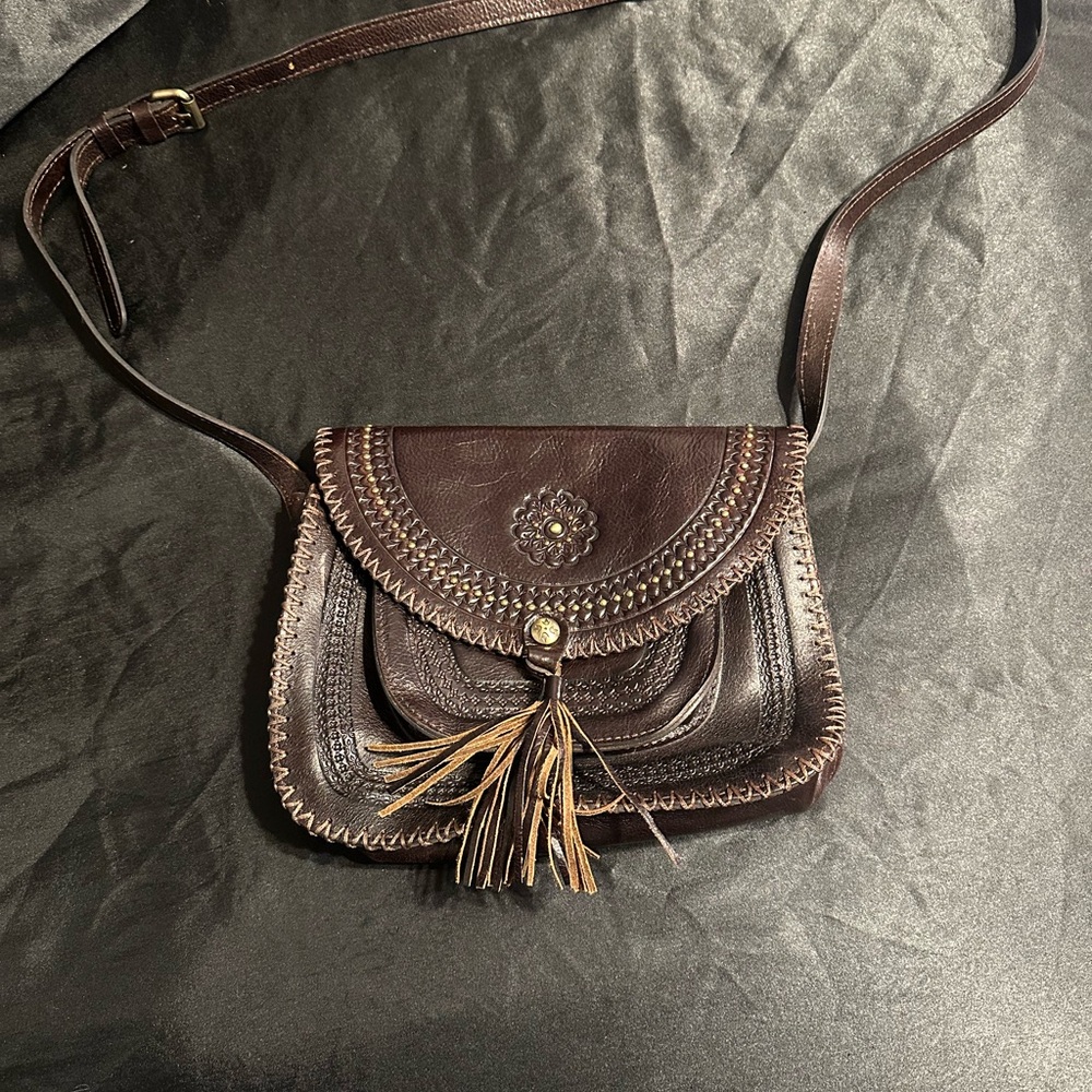 Patricia Nash Dark Brown Leather Crossbody Bag